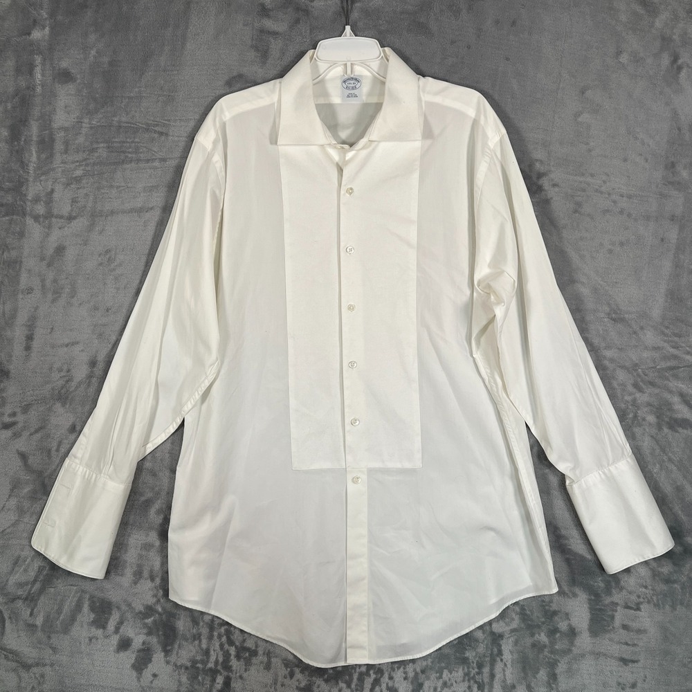 Brooks Brothers Tuxedo Dress Shirt Mens 17.5 33 Button Up Slim Fit White French